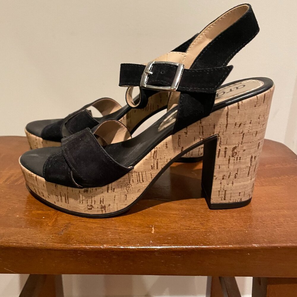 Cordani Faux Cork/Suede Chunky Platform Sandals NWOT